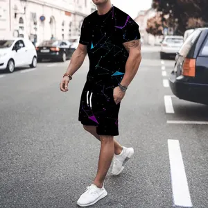 <b>Men</b> Casual <b>Short</b>-sleeved <b>T</b>-<b>shirt</b> <b>shorts</b> <b>set</b> Quick Dry Summer Sports Two-piece Custom Loose Sportswear Solid Color Two Piece <b>Set</b> - Product Image 6