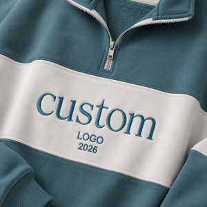 Sudadera deportiva de punto con cuello y media cremallera para mujer, talla grande, con bloques de color, bordado de algodón y logotipo personalizado, modelo 2026 - Product Image 3