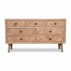 Mueble de TV Moderno de Mediados de Siglo con Patrón de Espiga y Cajones de Almacenamiento para Sala de Estar, Compatible con Televisores de 65 Pulgadas o Más, Montaje en Suelo - Product Image 5
