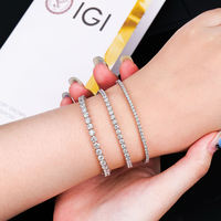 Pulsera de tenis de oro blanco de 14k auténtico con diamantes cultivados en laboratorio D VVS, joyería hip hop de alta gama personalizada al por mayor para hombre y mujer.