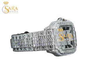Hot Sale Black VVS Moissanite Diamond <b>Watch</b> Arabic Dial Luxury ETA Automatic Square Stainless Steel <b>Case</b> Available for Sale - Product Image 3