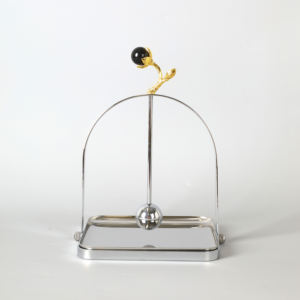 Modern Metal Tissue Box Holder With Gold Floral <b>Top</b> And <b>Silver</b> Base Free Standing Design For Home Decor - Product Image 1