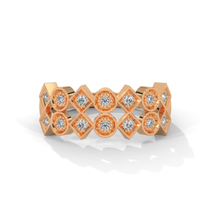 Rose Gold Diamond Band Ring Geometric Bridal Jewelry Oval and <b>Square</b> Stone Cluster Fine Ring - Product Image 1