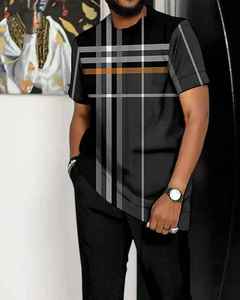 NOVEDAD DE VERANO 2025, ropa deportiva informal para hombre, moda con estampado 3D, ajuste cómodo, tela tejida de satén para exteriores, conjuntos de ropa de abrigo de secado rápido - Product Image 1