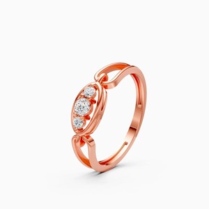 Anillo Trio Moderno con Diamantes Cultivados en Laboratorio de 0.15 Ct en Oro Amarillo, Blanco y Rosa de 9K - Product Image 1