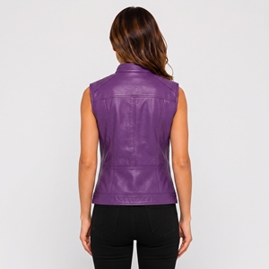 Chaleco ligero de cuero para mujer con forro transpirable, acabado impecable, cremallera resistente y corte ajustado elegante para atuendos diarios. - Product Image 2