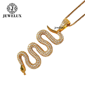 JEWELUX Gold Plated Snake Pendant With <b>Crystal</b> Rhinestones <b>Animal</b> Themed Luxury Charm Unisex Everyday Wear From India - Product Image 5