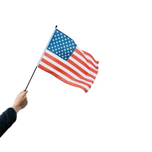 Drapeau rectangulaire portable en polyester pour extérieur avec mât en acrylique, imprimé numériquement pour activités promotionnelles - Product Image 4