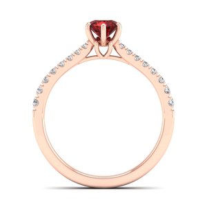 Anillo de Oro Sólido de 14K con Granate de Corte Redondo de 0.5 Quilates y Diamantes, Certificado GRA, Joyería de Piedra Natal, Precio al por Mayor REYES - Product Image 4