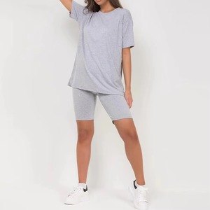 Wholesale Price Custom Made Plus Size Cotton Active Wear Custom Made Design Women Short Sleeves Summer Set For Outdoor - Product Image 3