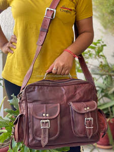 Real Goat Leather Unisex <b>Messenger</b> Shoulder Sling <b>Bag</b> <b>Laptop</b> <b>Bag</b> Office Use <b>Messenger</b> <b>Bag</b> - Product Image 3