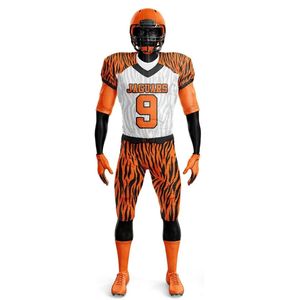 Tenues de football américain de qualité supérieure, sublimées, vert et blanc, à rayures et blocs de couleur unie, pour le championnat de la Gridiron League - Product Image 6