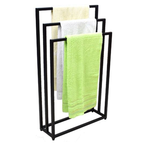 Prime Quality Silver Metal Towel <b>Stand</b> With <b>Weighted</b> Base Free Standing Double Arm Towel Holder Bathroom Accessory Factory Price - Product Image 6