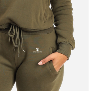 Winter Women's Two Piece Breathable <b>Fleece</b> Tracksuit Set Solid Hooded Sweatshirt Matching Pants Comfortable <b>Running</b> Fitness - Product Image 5