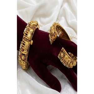 Classy 24K Gold Plated Animal Pattern <b>Bangle</b> Bracelets <b>Set</b> For Women Wedding Ethnic Style Alloy Jewelry - Product Image 1