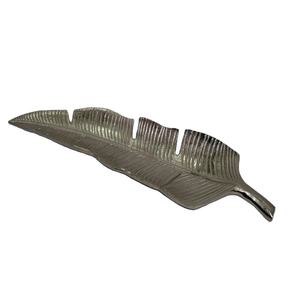 Accueil Décoration de table Plateau alimentaire de luxe Plateaux en laiton moulé d'aluminium Design feuille - Product Image 1