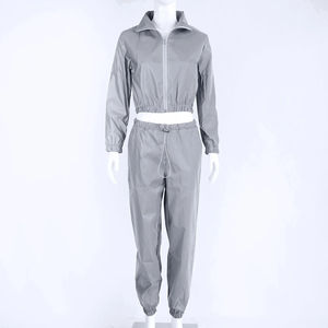 Customized Cropped <b>Racer</b> <b>Jacket</b> Set With Full Sleeve Windproof Polyester Tracksuit For Women All Seasons Casual Style - Product Image 1