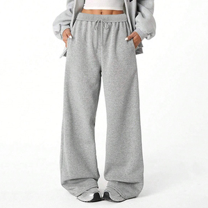 Pantalon de survêtement ample pour femme avec logo personnalisé, taille haute, coupe décontractée, en molleton, style streetwear, joggers décontractés pour femme - Product Image 5