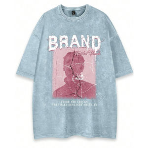 Camiseta de Verano Unisex Oversize de Algodón Lavado con Estampado Digital Personalizado Estilo Hip Hop Streetwear con Mangas Caídas - Product Image 1