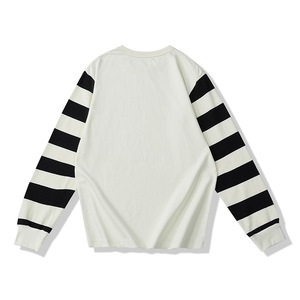 Camiseta Personalizada de Manga Larga a Rayas para Hombre, Cuello Redondo, Algodón, Estilo Casual Urbano, Fabricante OEM ODM, Venta al Por Mayor - Product Image 5