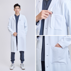 Bata de laboratorio FMF VN de algodón de alta calidad moderna para hombres y mujeres con logotipo elegante, uniforme VN de manga corta para profesionales médicos - Product Image 5
