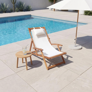 Chaise de plage en bois pliable, mobilier d'extérieur, tissu Oxford, dossier solide, pliable pour la piscine et le jardin - Product Image 1
