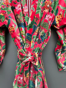 Bata Kimono con Estampado de Dibujos Animados para Mujer, Suave y Transpirable, 100% Algodón, Camisón de Verano Hecho a Mano, Cuello en V, Cintura Elástica, Largo Completo - Product Image 3