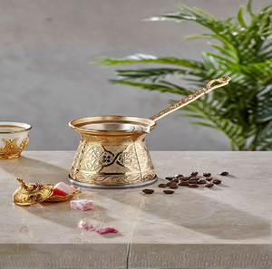 Cafetera turca de cobre martillado con mango de madera disponible a precio de fábrica directo al por mayor para preparar y servir café - Product Image 4