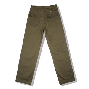 <b>Men's</b> 100% Cotton <b>Herringbone</b> <b>Trousers</b> Vintage Wide Leg Pants Casual Workwear Zipper Work Pants Wholesale - Product Image 1