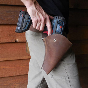 Étui pour perceuse en cuir véritable fait main, support portable pour perceuse, pochette à outils pour charpentier et électricien, durable, vente en gros - Product Image 4