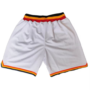 Men's <b>White</b> Basketball Shorts With Orange Lightning Print Drawstring Closure Breathable Mesh Fabric All Seasons Regular Fit - Product Image 2