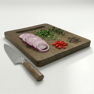 Planche à découper en teck naturel de haute qualité avec poignée ergonomique, grande planche à découper en bois durable pour la cuisine et le service - Product Image 6