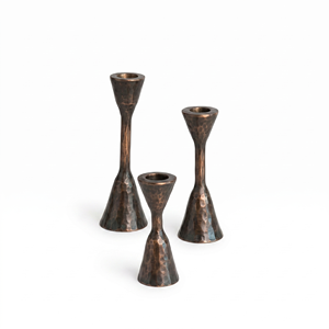 Ensemble de 6 bougeoirs en cuivre lisse pour bougies coniques, décoration d'intérieur, design métallique durable - Product Image 2