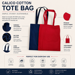 Natural Calico Cotton Tote <b>Bag</b> | Reusable Eco Friendly Shopping Carry <b>Bag</b> for Grocery Market Retail Custom Logo Print Daily Use - Product Image 6