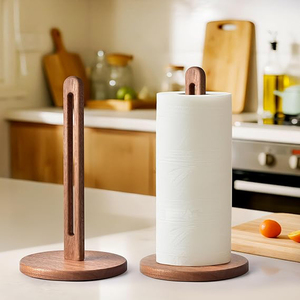 Porte-serviettes en papier en bois d'acacia pour comptoir, compatible avec les rouleaux jumbo, support autoportant en bois foncé pour serviettes en papier - Product Image 6