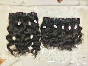 Extensions de cheveux Remy indiens ondulés naturels, non traités, à cuticules alignées, en vrac, double trame machine - Product Image 1
