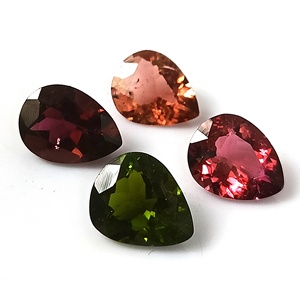 Sapphire Gems International Ensemble de 4 pierres précieuses de tourmaline naturelle multicolore du Mozambique de 8,45 carats, taille poire, assorties, en vrac - Product Image 3