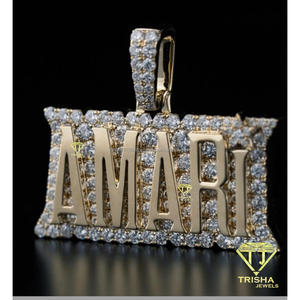 <b>Custom</b> Amari Moissanite <b>Name</b> Pendant Solid Gold Hip Hop <b>Necklace</b> Luxury Personalized Jewelry - Product Image 2