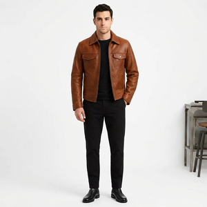 OEM Top Selling Customized Men's Genuine <b>Leather</b> Varsity <b>Jacket</b> High Quality Low MOQ <b>Plus</b>-<b>Size</b> Winter Vintage Style Breathable - Product Image 6