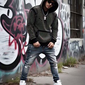 Fabricante personalizado sudaderas con capucha hombres Streetwear Rhinestone algodón francés Terry de gran tamaño en blanco Boxy cremallera completa Zip up sudaderas con capucha para hombres - Product Image 2