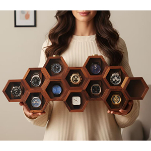 Caja Organizadora de Relojes de Madera para 6 Relojes, Caja Exhibidora de Relojes de Madera para 8 Relojes, Estuche de Almacenamiento para Colección de Relojes - Product Image 3