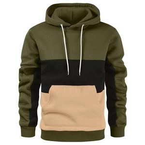 Sudadera con Capucha para Hombre, Color Verde Oliva, Negro y Beige, Premium, Manga Larga, Informal, con Bolsillo Canguro - Product Image 1