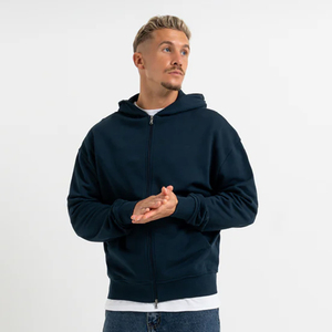 Boxy Heavyweight Mens Zipped Hoodie Custom 100% Cotton Embroidery Hoodies for Man - Product Image 1
