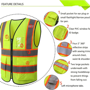 Chaleco de Alta Visibilidad Impermeable, Ecológico, Transpirable, de Lona Reflectante Fluorescente, Chaleco de Seguridad para Exteriores y Construcción - Product Image 3