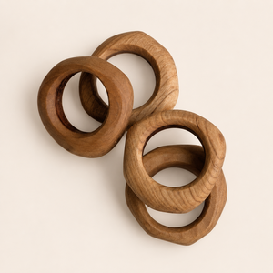 Lot d'anneaux de serviette en bois faits à la main pour la décoration de mariage, porte-serviettes en bois rond naturel poli pour hôtel, vente en gros - Product Image 6