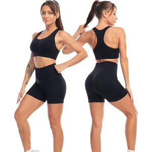 Ensemble de yoga 2 pièces tendance été, marque privée, dentelle, impression logo personnalisée, sans couture, Spandex/Nylon, séchage rapide, short – Vente chaude - Product Image 2
