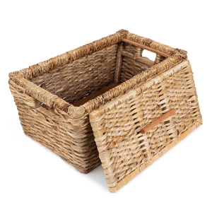 Natural Water hyacinth <b>Storage</b> <b>Basket</b> <b>Rectangle</b> With Handles Rustic Multi-Purpose Neatening <b>Basket</b> - Product Image 1