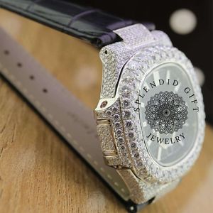 นาฬิกา Splendidigie Jewelry หรูหรา ประดับด้วยมอยส์ซาไนต์ แซฟไฟร์ คริสตัล พร้อมกลไก ETA ขนาด 28 มม. ระบบอนาล็อก ควอตซ์ สำหรับผู้ชาย สายเงิน กันน้ำ 10 เมตร - Product Image 6