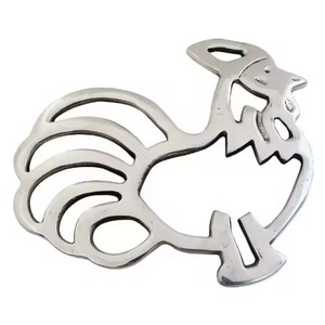 <b>Trivets</b> silver metal rooster-shaped cutout <b>trivet</b> heat-resistant pad for hot pots and <b>kitchen</b> table protection <b>trivets</b> - Product Image 1