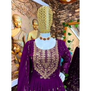 Vestido Chikankari con Dupatta para fiestas nocturnas elegantes Look de fiesta hermosa - Product Image 5
